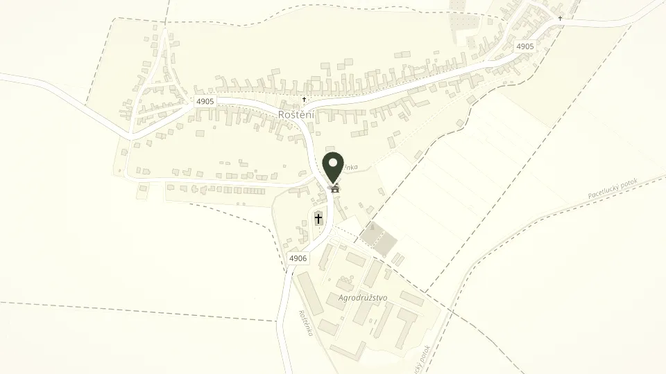 Mapa okolí pobočky Roštění